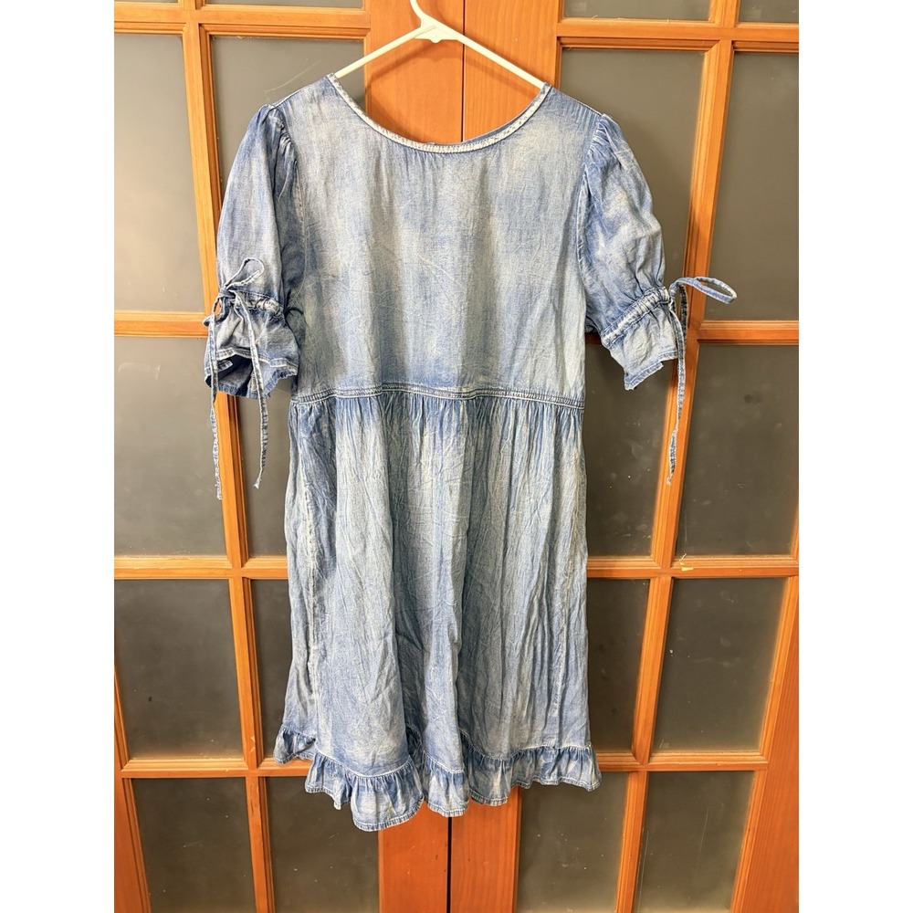 Womens Size Large White Washed Denim Dress